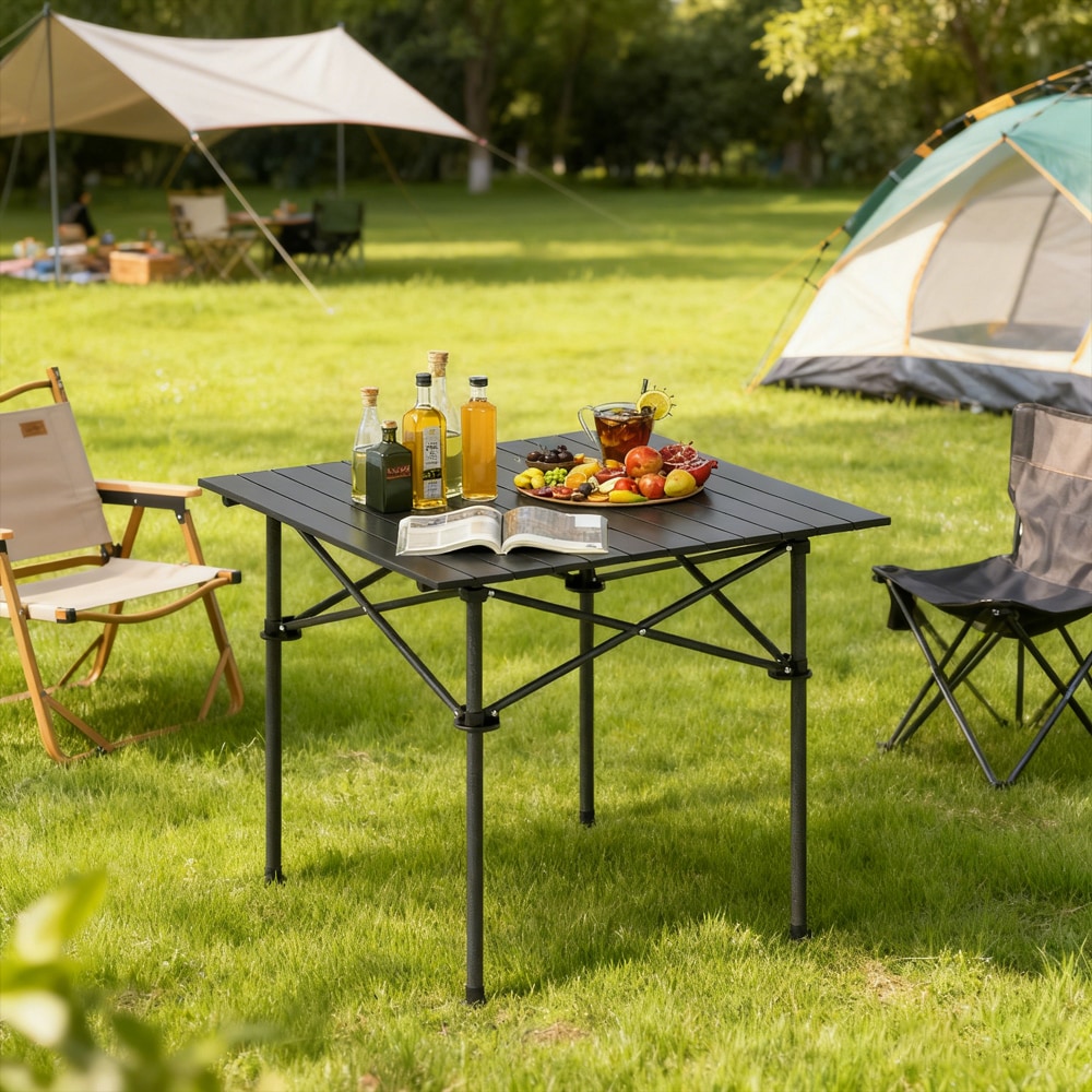 Folding Camping Table With Metal Legs And Carrying Bag_voghion.com